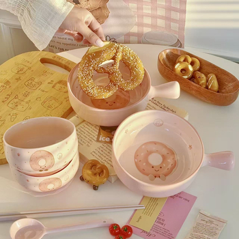 Leap art κεραμικό μπολ με ακανόνιστο σχήμα και σχέδιο καρτούν, κατάλληλο για φούρνο μικροκυμάτων