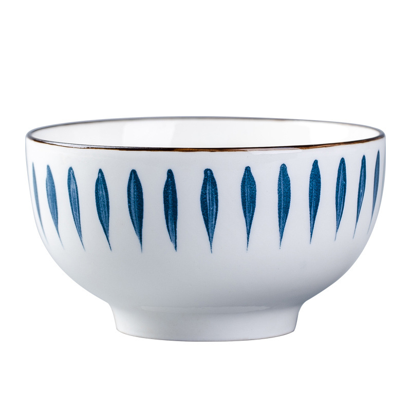 Set zdjela u japanskom stilu od porculana s podglazurnim završetkom, više uzoraka, mikrovalna kompatibilnost