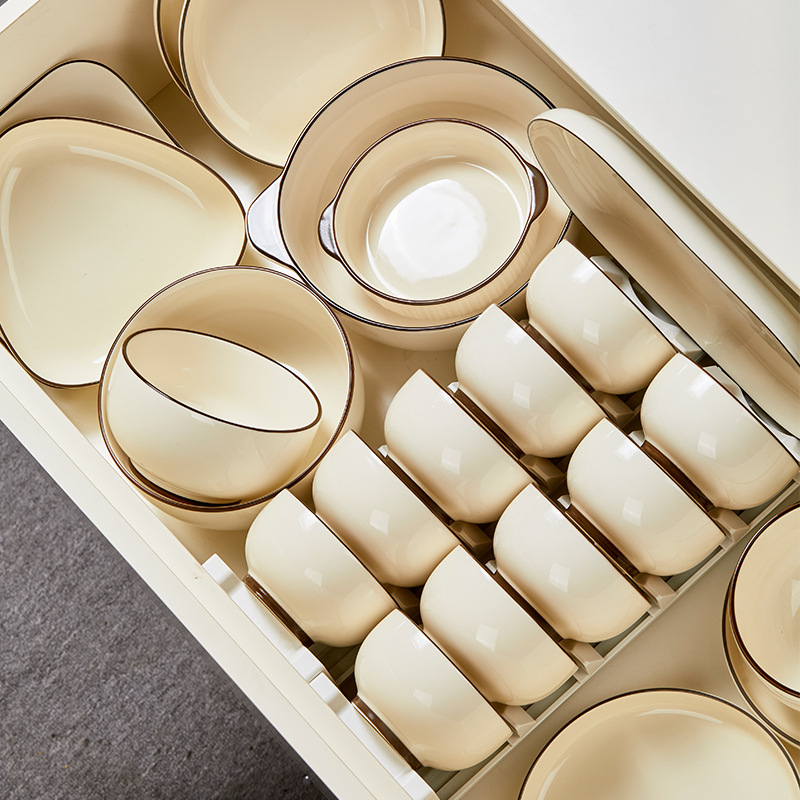 Porcelanski servis za jelo – Nordic stil, okrugli oblik, jednofarbni uzorak, prikladan za mikrovalnu pećnicu