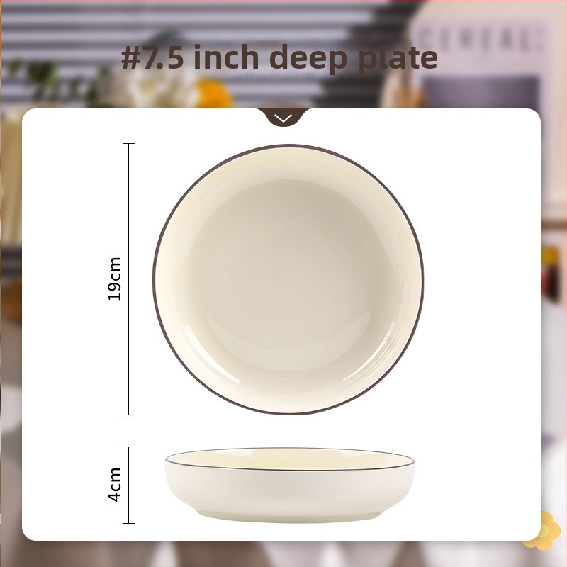 Porcelanski servis za jelo – Nordic stil, okrugli oblik, jednofarbni uzorak, prikladan za mikrovalnu pećnicu