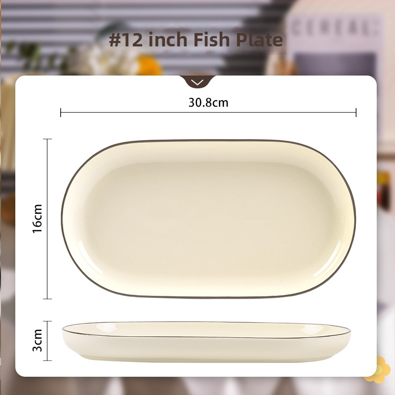 Porcelanski servis za jelo – Nordic stil, okrugli oblik, jednofarbni uzorak, prikladan za mikrovalnu pećnicu
