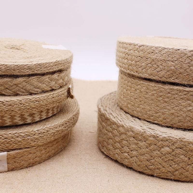 Sfoară plată din cânepă cu panglică țesută pentru DIY; material pentru tivuri la pantofi, pălării, genți și îmbrăcăminte, precum și textile pentru casă