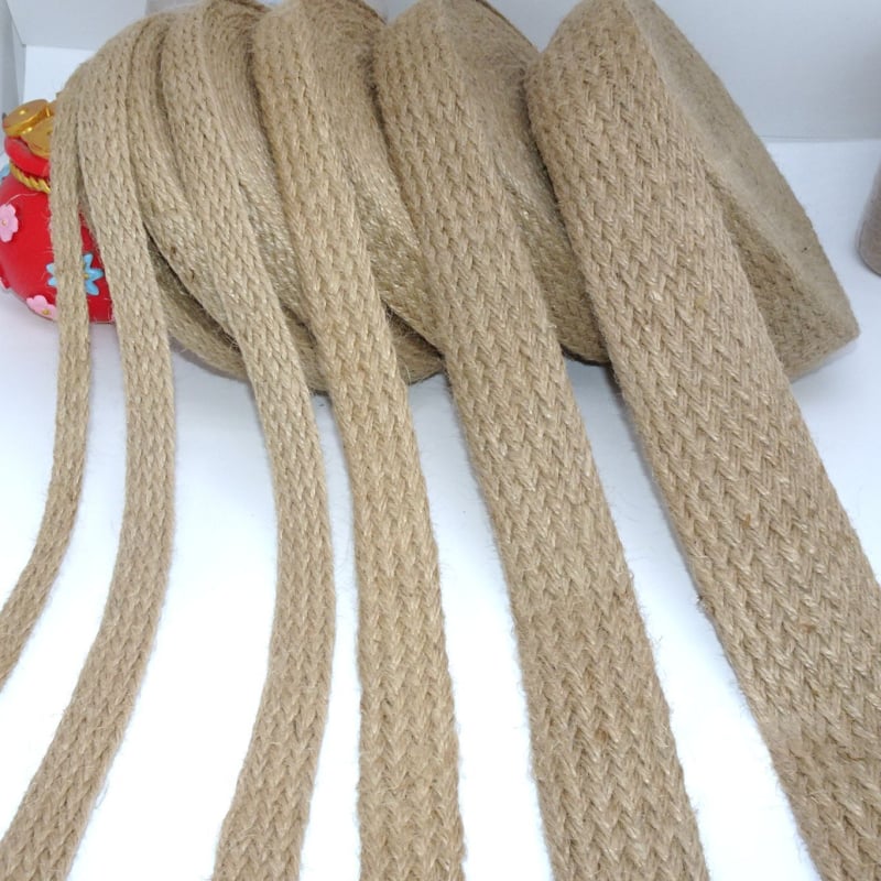 Sfoară plată din cânepă cu panglică țesută pentru DIY; material pentru tivuri la pantofi, pălării, genți și îmbrăcăminte, precum și textile pentru casă