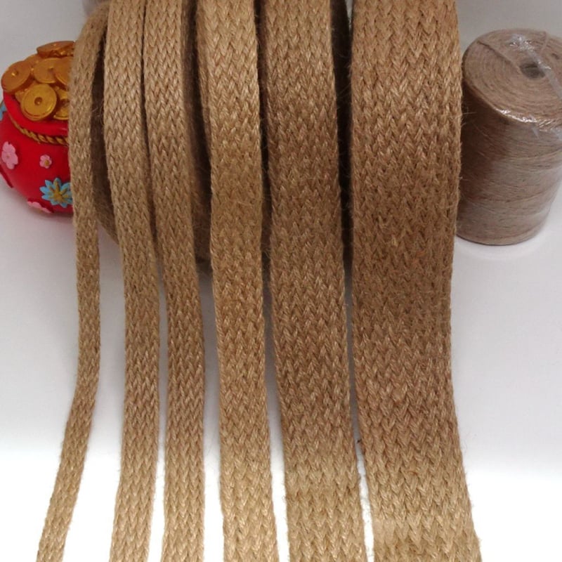 Sfoară plată din cânepă cu panglică țesută pentru DIY; material pentru tivuri la pantofi, pălării, genți și îmbrăcăminte, precum și textile pentru casă