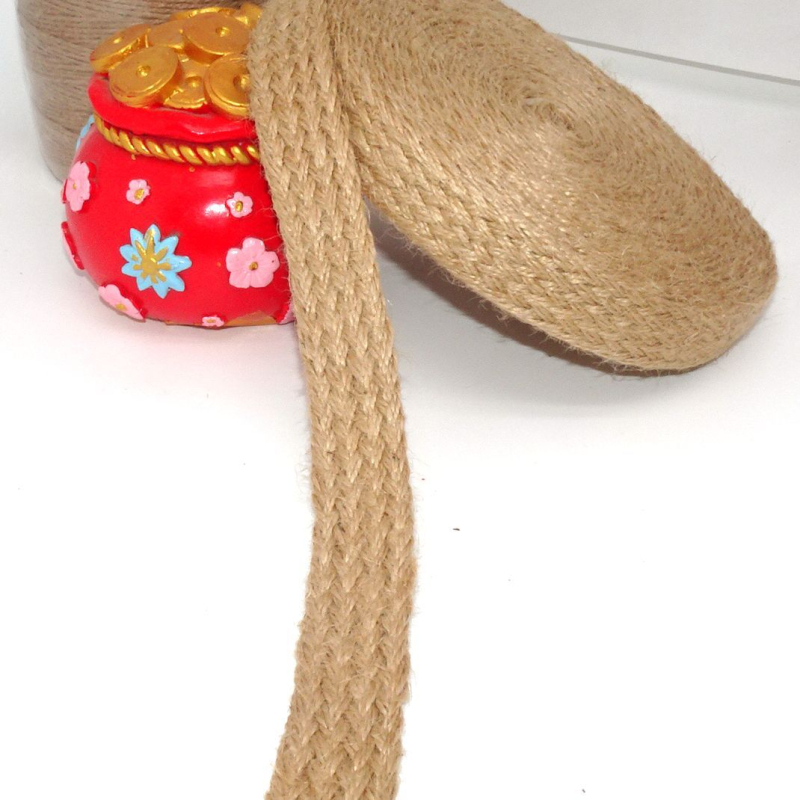 Sfoară plată din cânepă cu panglică țesută pentru DIY; material pentru tivuri la pantofi, pălării, genți și îmbrăcăminte, precum și textile pentru casă