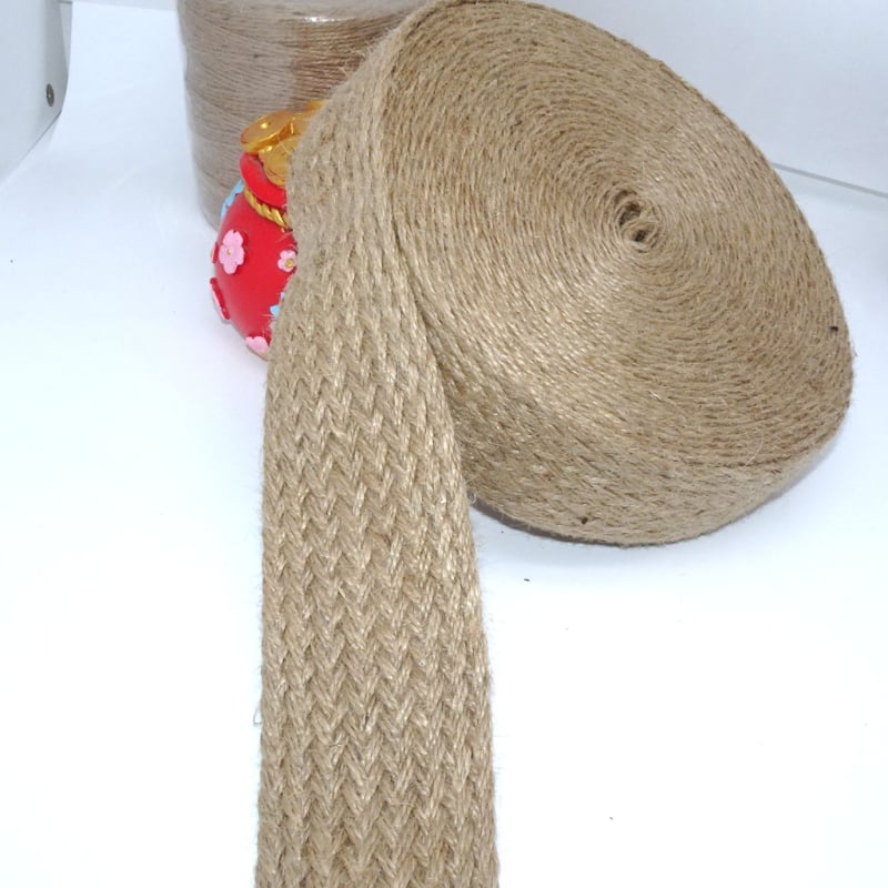 Sfoară plată din cânepă cu panglică țesută pentru DIY; material pentru tivuri la pantofi, pălării, genți și îmbrăcăminte, precum și textile pentru casă