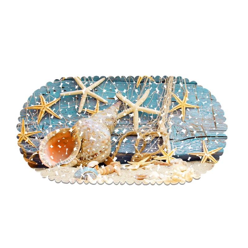 Баня подложка за пода - PVC, овална форма, антихлъзгаща се, водоустойчива, с печатно лого