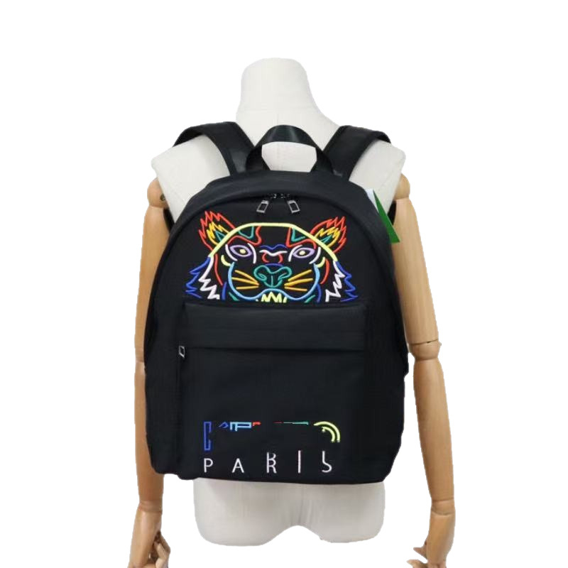 Rucsac cu broderie cap de tigru, rucsac din nailon pentru laptop, unisex, compatibil cu 14 inch, curea cu pernă de aer