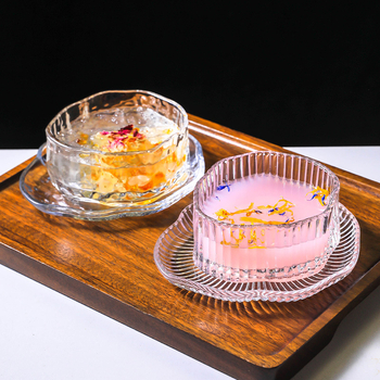 Σετ γυάλινων μπολ για επιδόρπιο, ακανόνιστο σχήμα, ιαπωνικό στυλ, μονόχρωμο σχέδιο