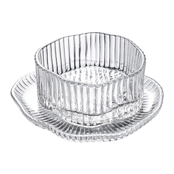 Σετ γυάλινων μπολ για επιδόρπιο, ακανόνιστο σχήμα, ιαπωνικό στυλ, μονόχρωμο σχέδιο