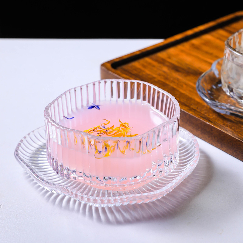 Σετ γυάλινων μπολ για επιδόρπιο, ακανόνιστο σχήμα, ιαπωνικό στυλ, μονόχρωμο σχέδιο