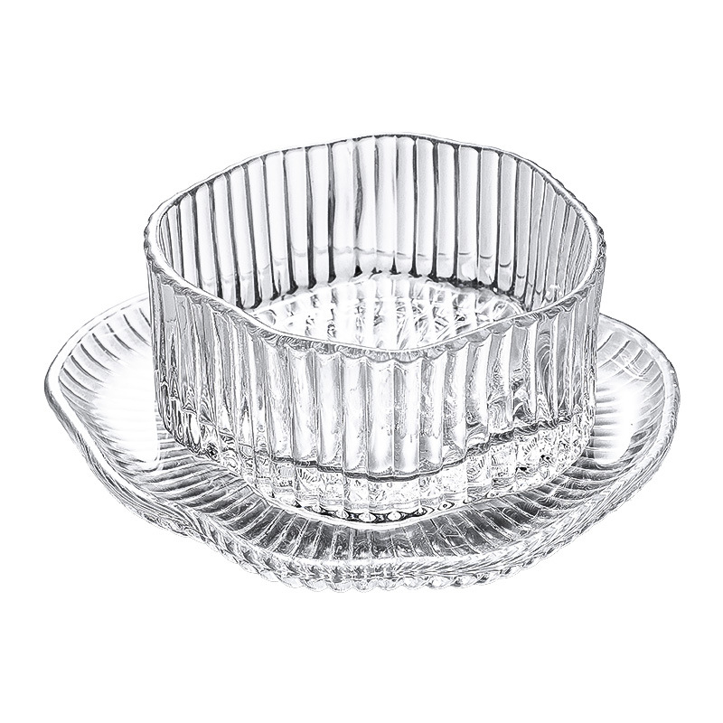 Σετ γυάλινων μπολ για επιδόρπιο, ακανόνιστο σχήμα, ιαπωνικό στυλ, μονόχρωμο σχέδιο