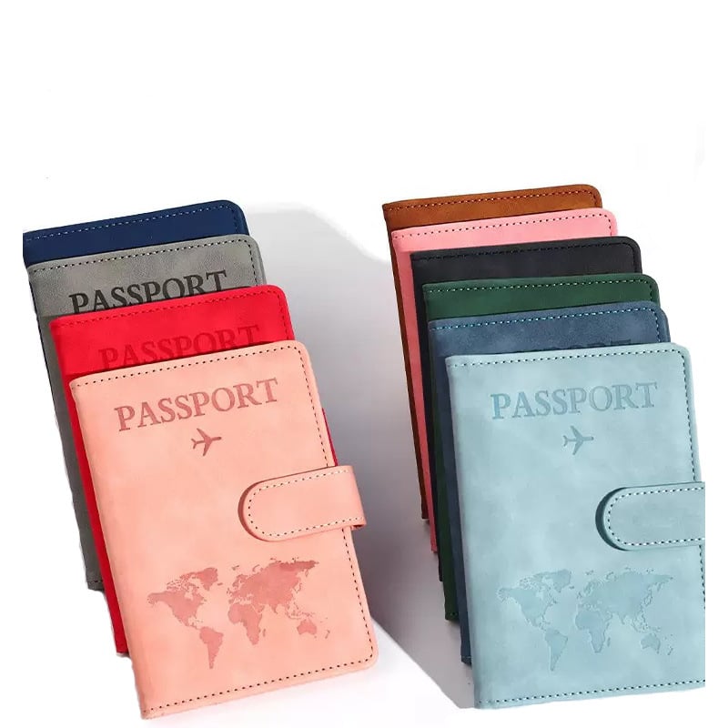 Portofel pentru pașaport și documente din piele PU cu culoare schimbătoare, cu multiple sloturi pentru carduri, slot pentru pașaport și certificat, închidere magnetică