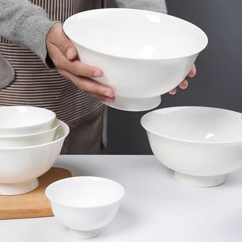 Set de veselă din porțelan cu os, compatibil cu microunde, boluri rotunde, posibilitate personalizare cu logo