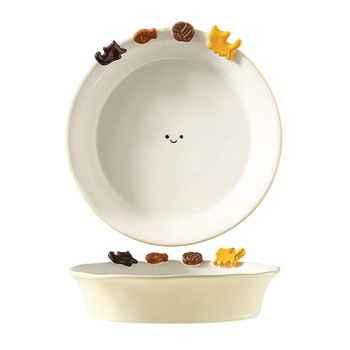 Set de boluri și farfurii ceramice, cu relief sub glazură, stil creativ, potrivit pentru microunde