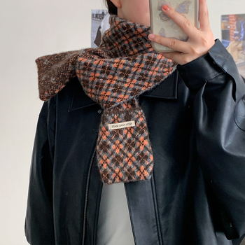 Fular tricotat cu buzunar - țesătură warp, călduros, iarnă, cașmir sintetic, poliester