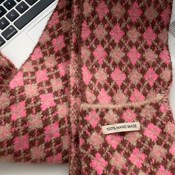 Fular tricotat cu buzunar - țesătură warp, călduros, iarnă, cașmir sintetic, poliester