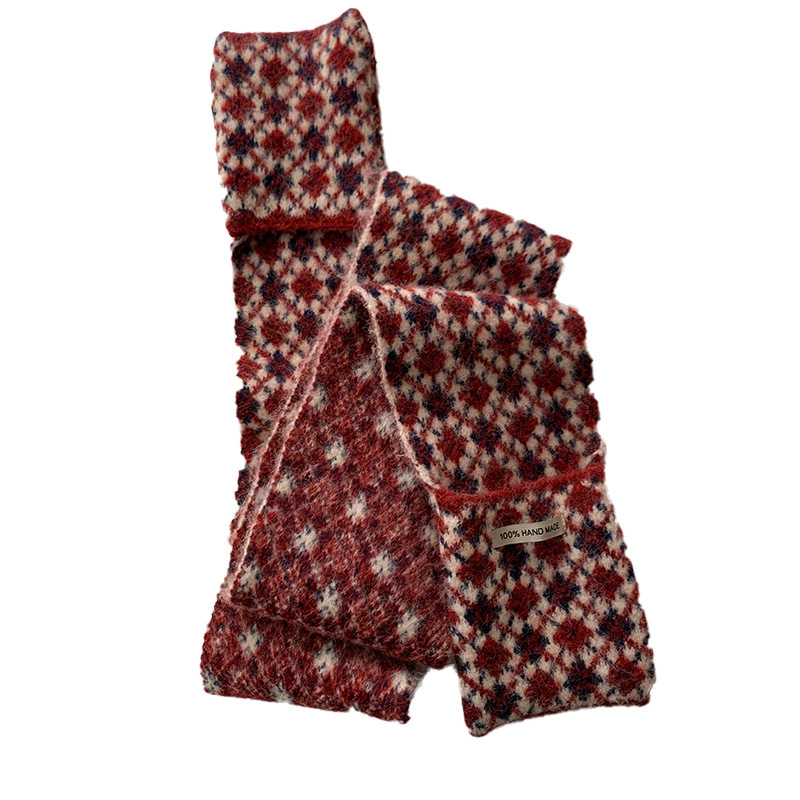 Fular tricotat cu buzunar - țesătură warp, călduros, iarnă, cașmir sintetic, poliester