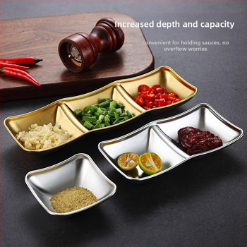 304 nerūdijančio plieno trijų skyrių kvadratinė lėkštė su elektroplakavimo paviršiumi, modernus minimalistinis stilius