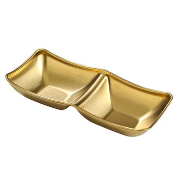 304 ανοξείδωτος χάλυβας, τριών διαμερισμάτων τετράγωνο πιάτο με ηλεκτροπλατιωμένη επιφάνεια, μοντέρνο μινιμαλιστικό στυλ