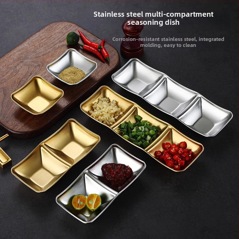 304 nerūsējošā tērauda trīs nodalījumu kvadrātiskais trauks ar elektroplēšanas pārklājumu, modernas minimālisma stilā