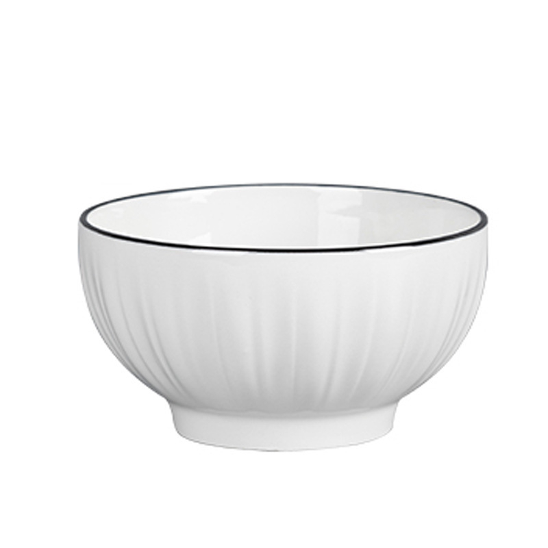 Set de boluri din porțelan - rotund, stil minimalist modern; include boluri, bol pentru orez, farfurie și bețișoare; compatibil cu microunde; finisaj subglazură.