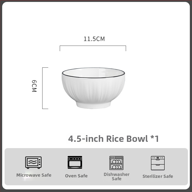Porcelánová súprava misiek - kruhová, moderný minimalistický štýl; obsahuje misa, misu na ryžu, tanier a paličky; vhodné do mikrovlnky; povrch pod glazúrou.