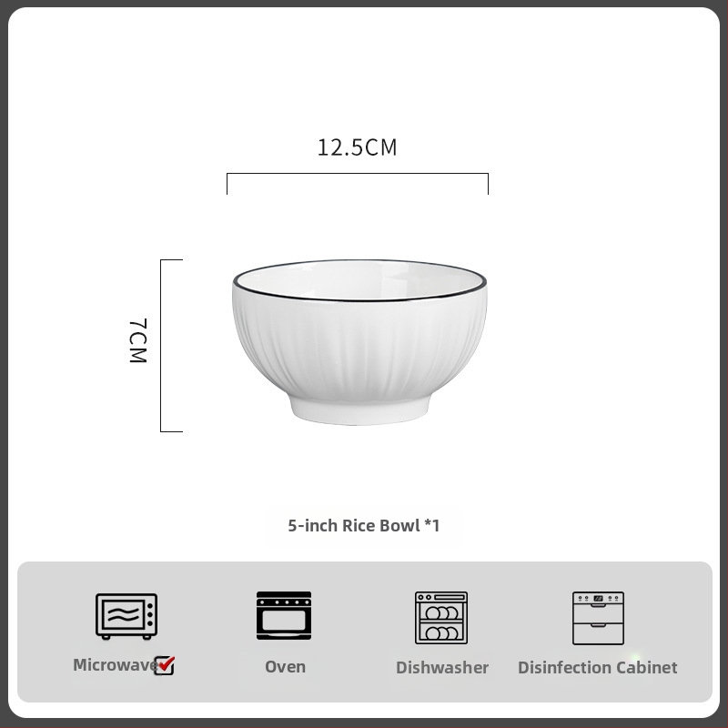 Porcelánová súprava misiek - kruhová, moderný minimalistický štýl; obsahuje misa, misu na ryžu, tanier a paličky; vhodné do mikrovlnky; povrch pod glazúrou.