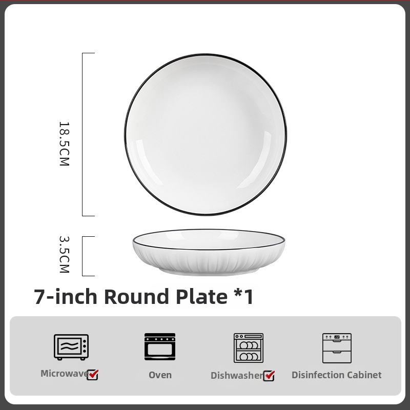 Porcelánová súprava misiek - kruhová, moderný minimalistický štýl; obsahuje misa, misu na ryžu, tanier a paličky; vhodné do mikrovlnky; povrch pod glazúrou.