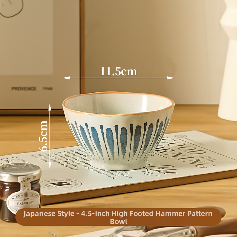 Σετ ιαπωνικών κεραμικών μπολ και πιάτων με διακόσμηση υπό γλάσο – στρογγυλό σχήμα, μοντέρνο μινιμαλιστικό στυλ, κατάλληλο για φούρνο μικροκυμάτων