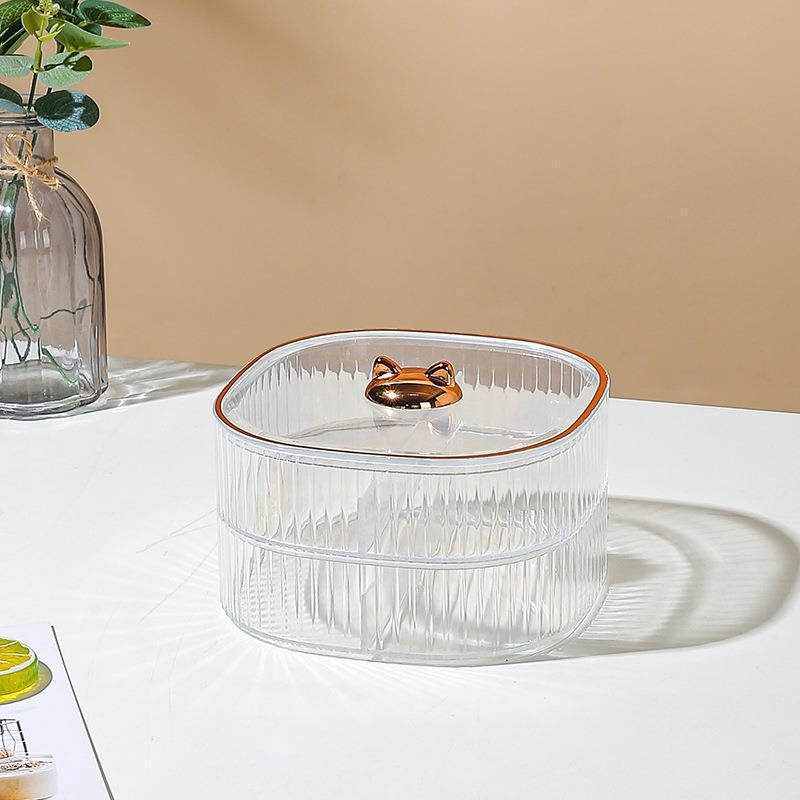 Tavă de bomboane din plastic transparentă, cu design urechi de pisică, pentru depozitare gustări acasă