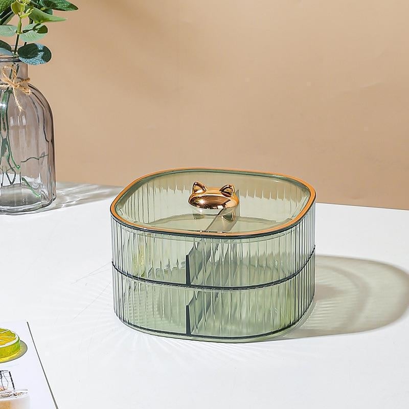 Tavă de bomboane din plastic transparentă, cu design urechi de pisică, pentru depozitare gustări acasă