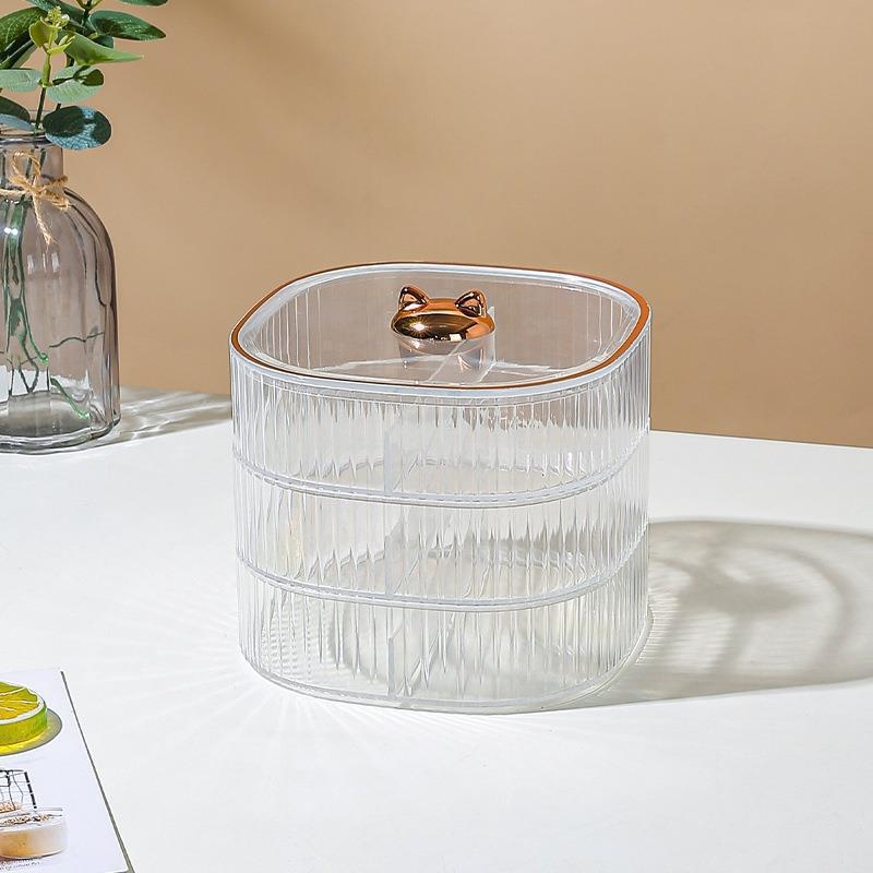 Tavă de bomboane din plastic transparentă, cu design urechi de pisică, pentru depozitare gustări acasă