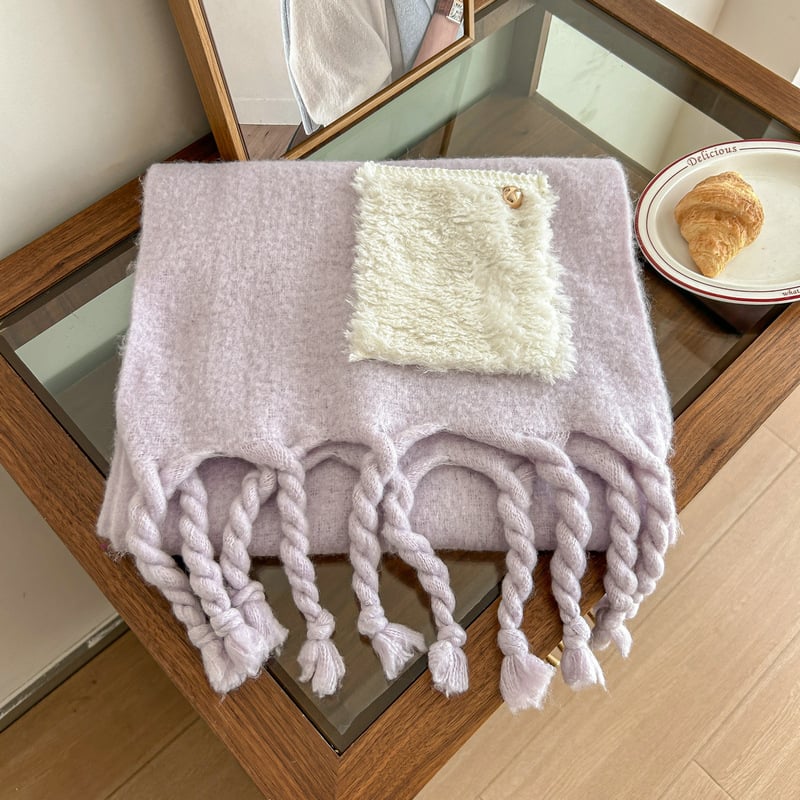 Kaixiu kabatas šalle no mākslīgā kašmīra, warp adījums, silts, rudens 2024