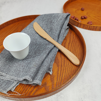 Кръгла MDF тава за чай - серия Plate, ретро стил, обработка по поръчка, отпечатано лого, пусната през 2023 г.