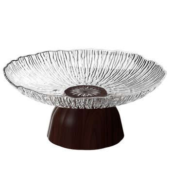 Plastična visoka posuda za voće s bazom od drvne teksture, okrugli tanjur za desert za kućnu prezentaciju užine, svijetlo-luksuzan stil