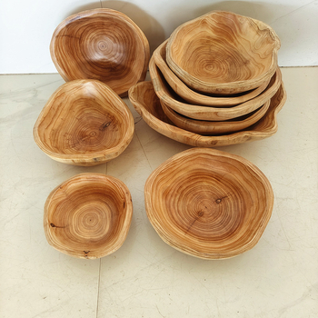 Дървена чиния за плодове в стил Wabi-Sabi с резба по корени, ретро дизайн • Wood Art Years • премиум качество • пролет 2025