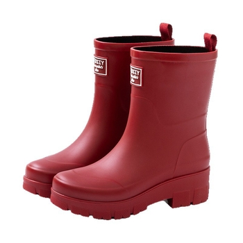 Női esőcsizma - csúszásmentes talp, középmagas cső, PVC felsőrész, pamut-velúr bélés, vastag talp