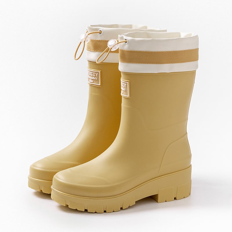Női esőcsizma - csúszásmentes talp, középmagas cső, PVC felsőrész, pamut-velúr bélés, vastag talp