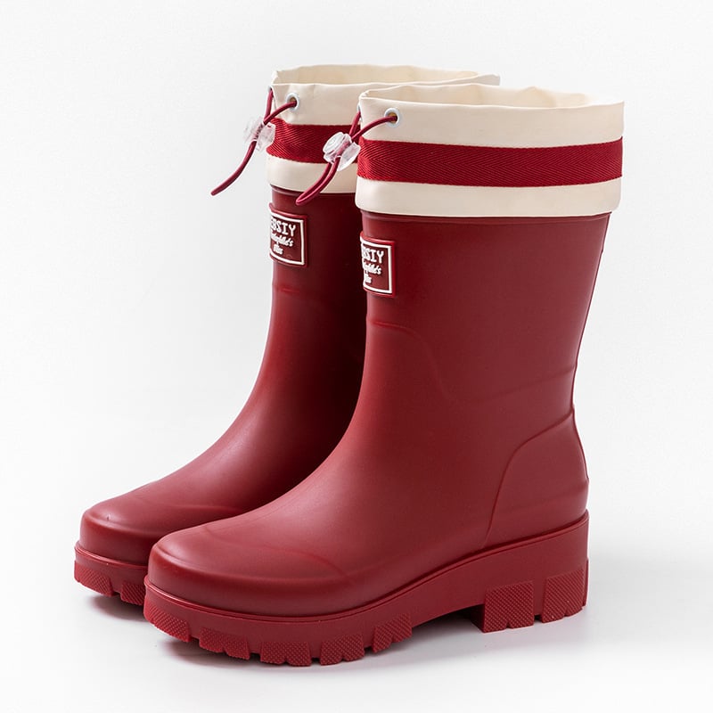 Női esőcsizma - csúszásmentes talp, középmagas cső, PVC felsőrész, pamut-velúr bélés, vastag talp