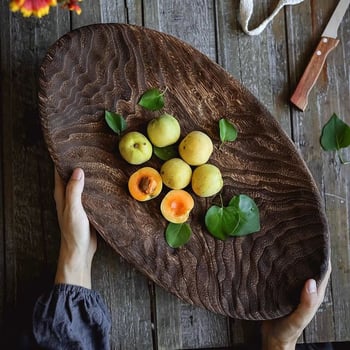 Pladanj za voće i košarica od masivnog drveta, Wabi-Sabi stil, vintage dizajn za dnevni boravak, izlazak zimi 2020., šifra 817747239