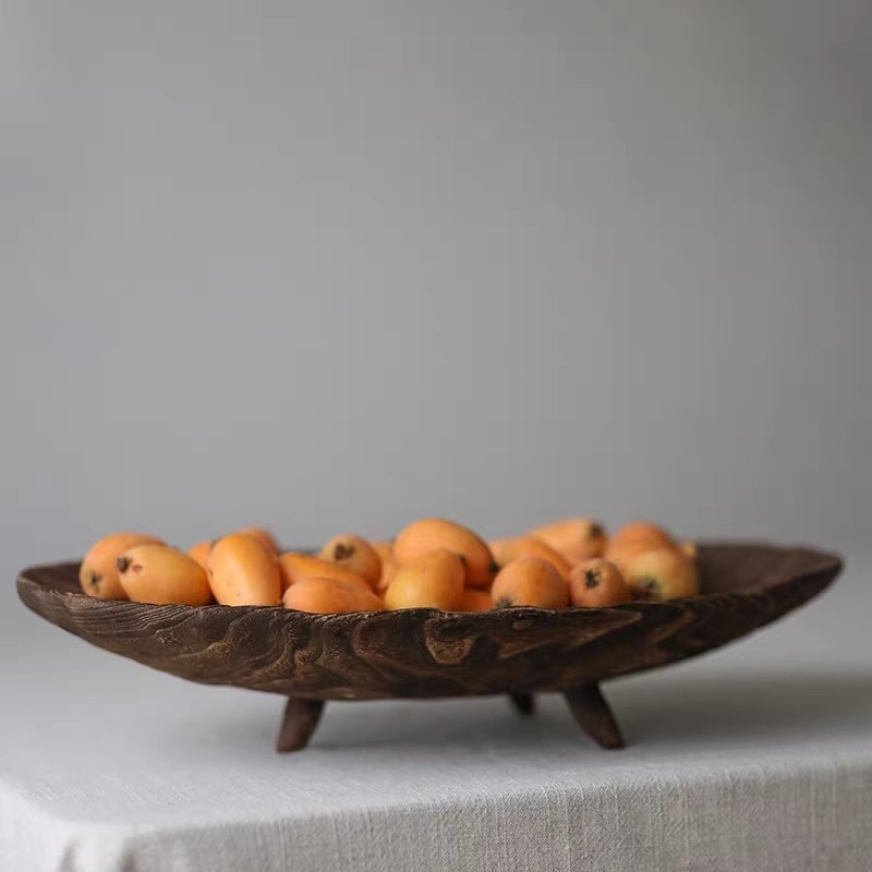 Pladanj za voće i košarica od masivnog drveta, Wabi-Sabi stil, vintage dizajn za dnevni boravak, izlazak zimi 2020., šifra 817747239