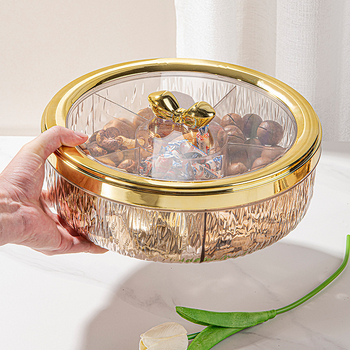 Tavă rotativă din plastic pentru fructe, pentru sufragerie — stil simplu, farfurie pentru fructe și gustări, lansată în 2025