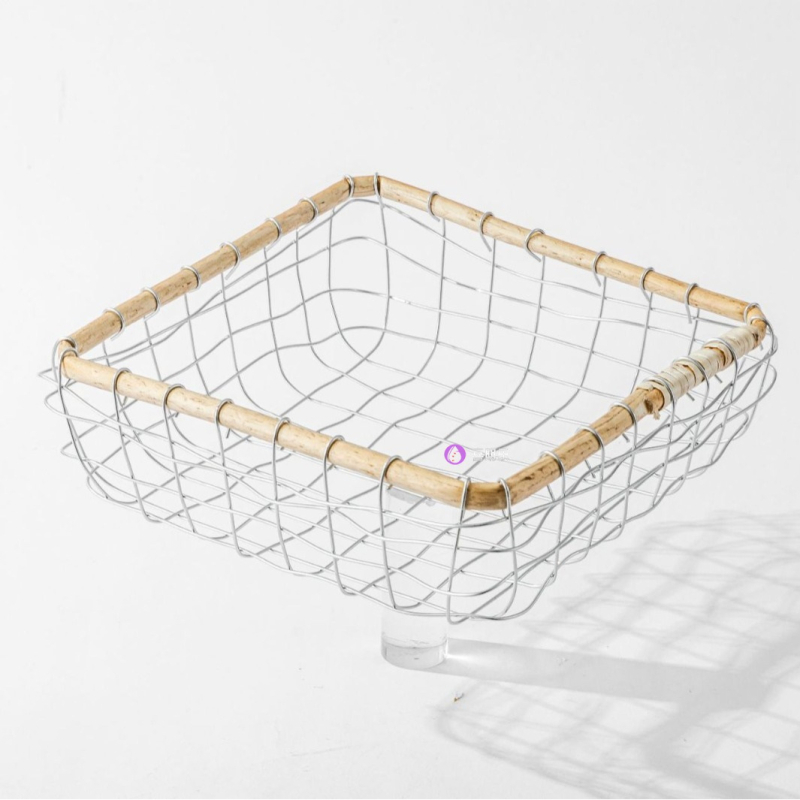 Coș de depozitare din sârmă de fier – forme rotundă, pătrată sau dreptunghiulară – pentru fructe, pâine, legume, cărți și altele – Stil Nordic