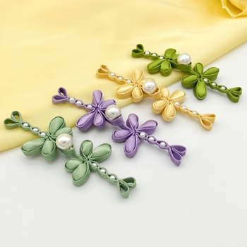 Декоративна закопчалка за ханфу и чънгсам с мотив водно конче и цвете, ръчно изработена с перлите (сатенова материя; висококачествена конструкция; подходяща за Тан костюм, ханфу и чънгсам)