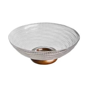 Üvegből készült gyümölcstál — könnyű luxus stílus, rácsos mintázat, gravírozott részletek, 2021 nyári kiadás