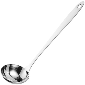 Rozsdamentes acélból készült főzőkanál szűrővel, konyhai eszköz; Anyag: rozsdamentes acél; Fogantyú anyaga: 201 rozsdamentes acél