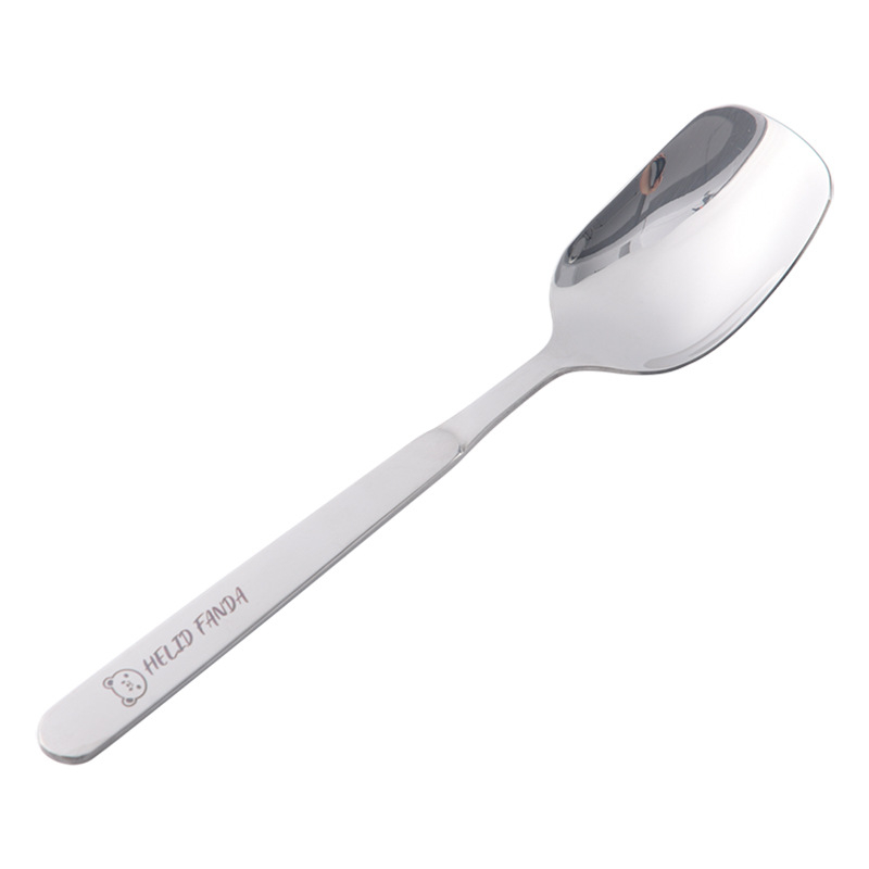 Κουτάλι σούπας από ανοξείδωτο χάλυβα 316, παχυνμένος τετράγωνος κεφαλή, μοτίβ Bear Family, καθρέπτισμα φινίρισμα, Worthbuy μάρκα