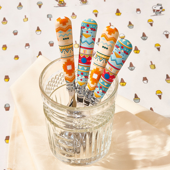 Σετ μαχαιροπίρουνα για παιδιά από ανοξείδωτο ατσάλι, δημιουργικό εθνοτικό στυλ με φλοράλ μοτίβο, φινίρισμα καθρέφτη