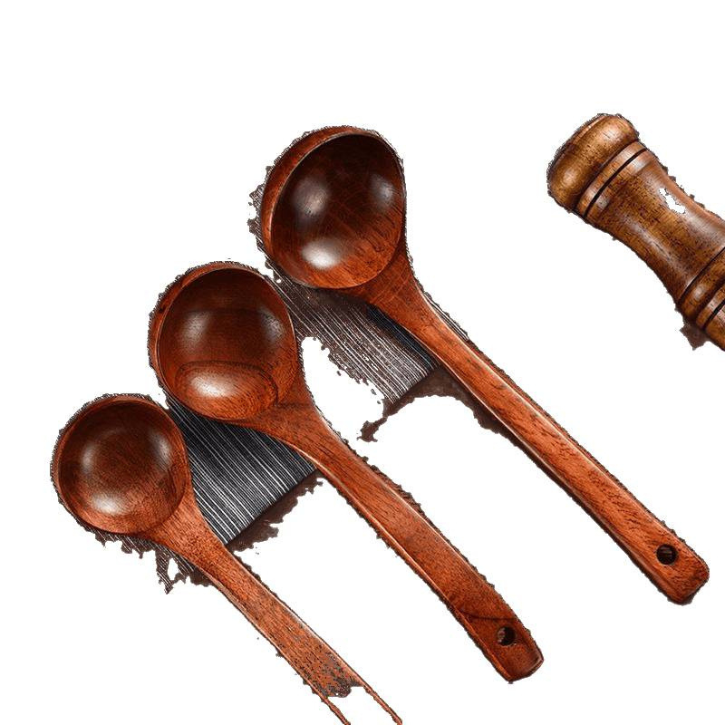 Hosszú nyelű fa kanál háztartási használatra, japán és koreai stílusú, kása és rizs tálalására